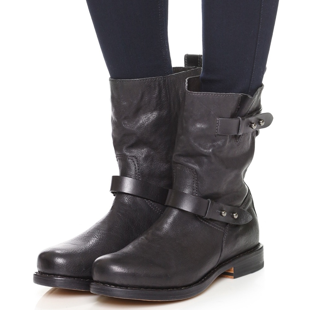 Rag & Bone Black Leather Biker Boots